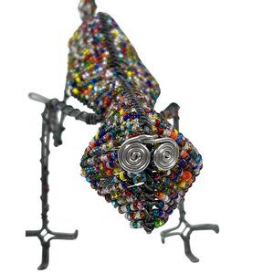 African Wire Beaded Wire Chameleon Business Card Pen Pencil Holder South Africa
